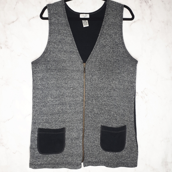 Vintage Jackets & Blazers - Vtg The Bay Zipped V-Neck Sweater Vest Pockets Med